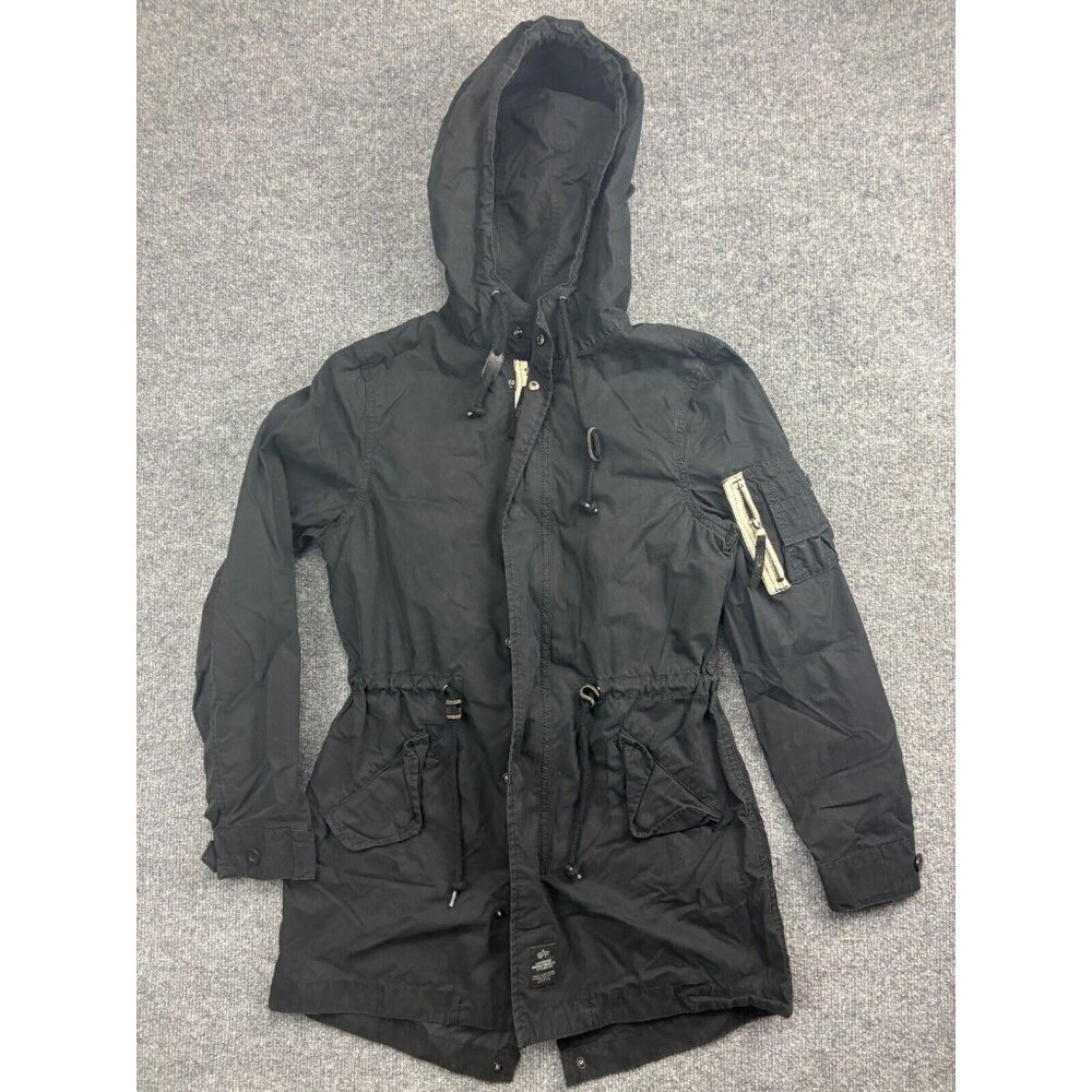 Alpha‎ Industries Inc Diplomat Fishtail Parka Women's XS Black Black Hooded Zip